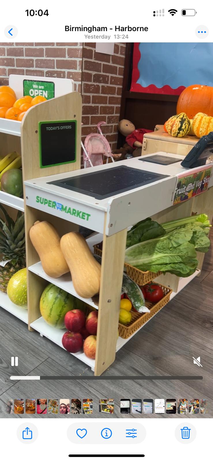 Nursery activity resources and healthy food setup